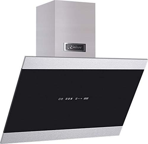 Kaiser Cappa da Parete 70 cm AT 7435 ECO in Vetro Nero e Acciaio Inox, Motore 1250 m³/h, Touch Control LED, Timer, 3 Velocità, Classe Energetica A