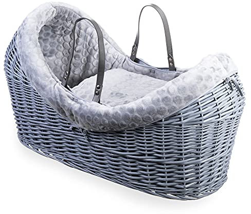 Clair de Lune Marshmallow Wrapover Grey Wicker Noah Pod | Integrierte Kapuze | Inklusive Griffen, Decke, gepolstertem Futter und hypoallergener Matratze | Geeignet ab Geburt | 76 x 29 x 45 cm (Grau)