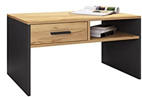 Emob Couchtisch Javi 2 offene Fächer, 1 Schublade-Wildeiche/Anthrazit