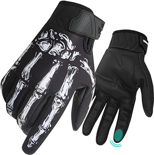 RIGWARL Vinterhandskar män tio-fingerpekskärm, varma motorcykelhandskar herr dam vindtäta, termiska skelett handskar motocross, cykelhandskar, MTB, löpning, cykling, klättring etc.