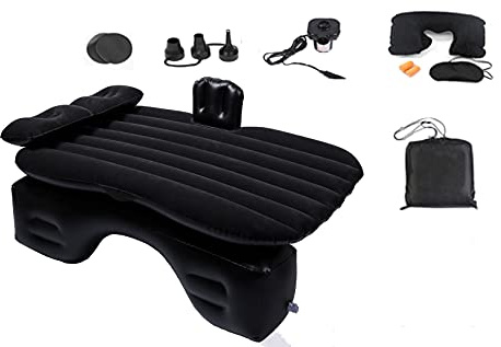 Onirii Inflatable Car Air Mattress Back Seat Bed with Air Pump,Thickened Portable Car Travel Sleeping Camping Air Mattress Blow Up Bed for Car Universal SUV