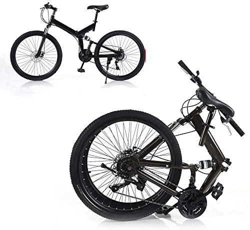 Futchoy 26” Klappfahrrad Klapprad 21 Gang Faltrad Camping Schwarz Lastgewicht 150kg