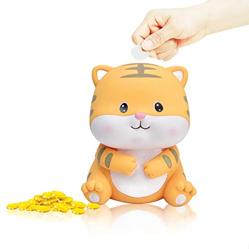 Tigerform Spardose, Niedliche Sparkasse in Tigerform, Wiederverwendbare Piggy Bank für Zimmerdekoration, Münzbox für Erwachsene, Jungen Mädchen, Sparen und Dekorieren