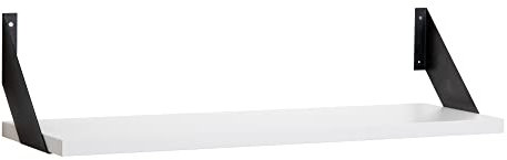 Wandregal mit Regalwinkeln, Regalboden Breite 60, 80 o. 100cm wählbar, T25xH2,5cm, Schweberegal versch. Farben Büroregal Wandboard Bücherregal Regal Büro, Laden, Flur (Regalboden-Breite 100cm, White)