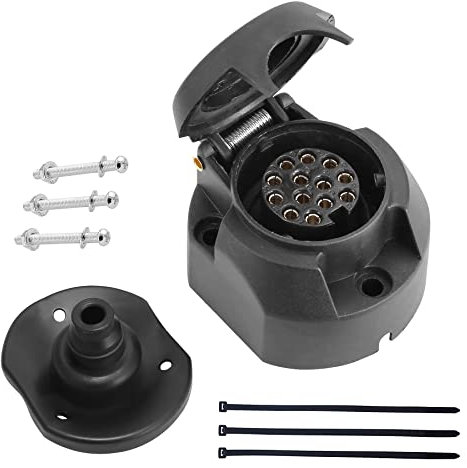 DARKGUARD 1 Pedazo Zócalo 13pines Remolque 12v,Impermeable,Zócalo Caravana 13Pines Hembra,Adaptador 13pin per Remolque,Conector 13polos 12v per Agrícola Remolque Camión Caravana (DG13S-1)