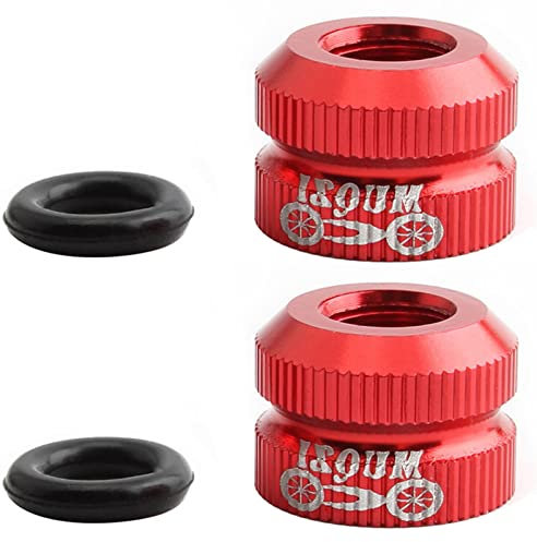 2 Packs Bike Tire Presta Valve Nut Bicycle Inner Tube Valve Nuts with Sealed O Rings for Mountain Road Bikes Accessories Cycling Parts (Red)