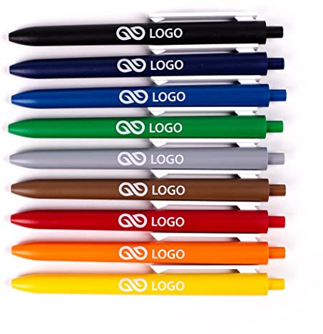 WPRO Kugelschreiber Albert 100 Stk – inkl. einfarbigem Aufdruck auf Schaft oder Clip, 55x7 mm, personalisierbar mit Logo, blau schreibend, Kunststoff – Werbeartikel, 10 Farben