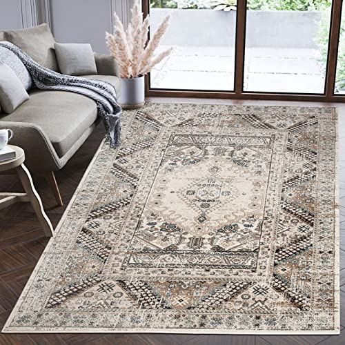 Mazovia Orientalisch Teppich - Traditioneller Teppich für Wohnzimmer, Esszimmer - Orient Teppiche Ornament - ÖKO-TEX Wohnzimmerteppich Beige - 60 x 100 cm