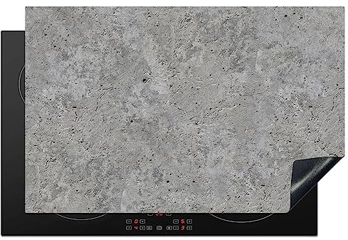KitchenYeah© Coperchio Piano Cottura 81x52 cm Cucina Copri Fornelli Tappetino Induzione Antiscivolo Piastra Protezione Calcestruzzo - Ardesia - Grigio - Struttura in calcestruzzo