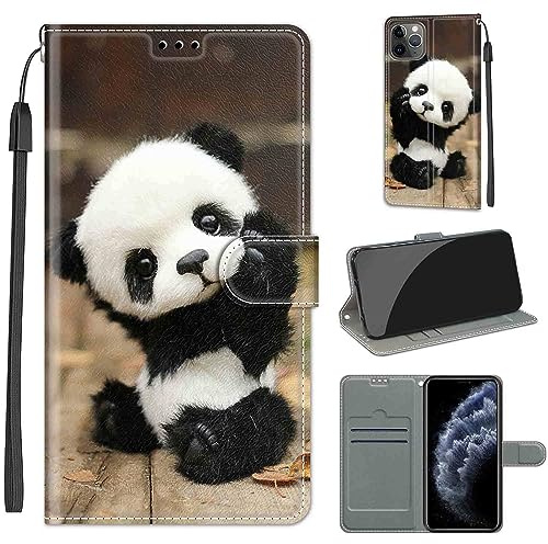 TOMYOU Cover per iPhone 11 Pro Max, panda rosso | Antiurto Protettiva Portafoglio, Slot per Schede, Magnetica, Custodia in Pelle PU, Libro Flip,Funzione Stand