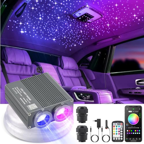 SUNKENET 32W Sternenhimmel Auto, 1000pcs*0.75mm*4m Sternenhimmel Glasfaser RGBW Bluetooth-APP/Fernbedienung Led Glasfaser Licht für Auto/Decke/Theater