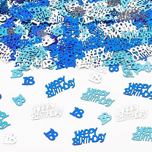 800 Stück Konfetti Tischdeko Geburtstag 18 Partydekorationen Happy Birthday Konfetti Blau,Streudeko 18 Geburtstag für Mann und Frau