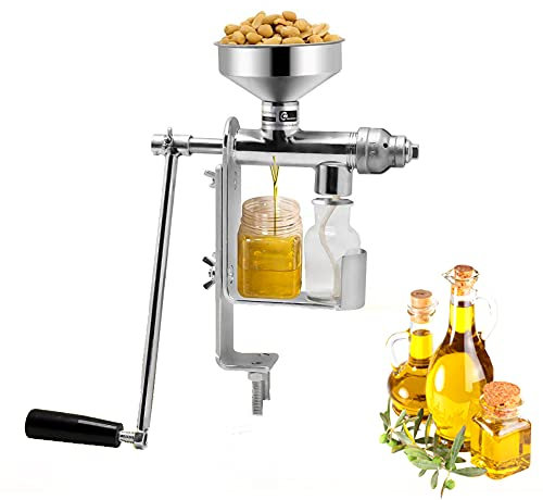 GagalU Kommerzielle manuelle Ölpresse, Edelstahl-Handpresse, Rohstoff-Öl-Expeller-Extraktor-Ölpresse für Sonnenblumen-Walnuss-Sesam-Teesamen-Kokosnussöl-Mühle