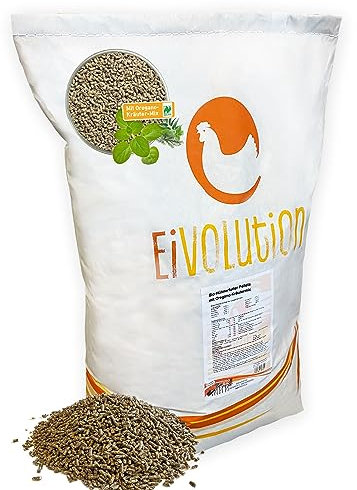 Eivolution Bio-Hühnerfutter Pellets mit Oregano-Kräutermix 28 kg - Alleinfutter für Legehennen & Geflügel - Reich an Vitalstoffen - Kontrolliert ökologisch