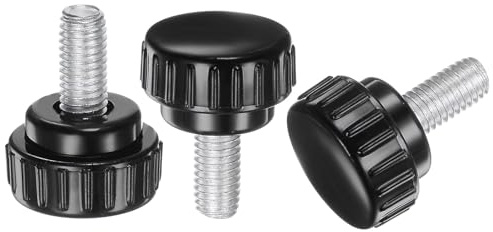 QUARKZMAN 20Pcs Boutons Moletés Filetés M8 x 15mm, Vis à Pouce, Boutons de Serrage, Poignée de 25mm en Plastique à Tête Ronde, Vis à Pouce, Noir