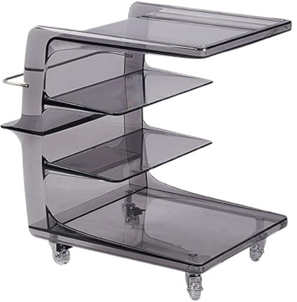 UZSPAC Glastisch Wohnzimmer, Mit Rollen, Mit Stauraum, Exquisites Aussehen, Mehrere Farben, Acryl, für Schlafzimmer, Wohnzimmer, Kleine Räume (Color : Gray)