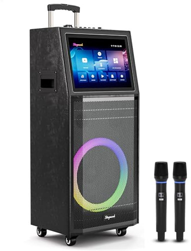 Karaoke Machine for Adults, with Lyrics Display, Smart Portable Big Bluetooth Speaker 2 Wireless Microphones, Professional Karaoke System 1000W Peak Power Big Bluetooth DJ Light