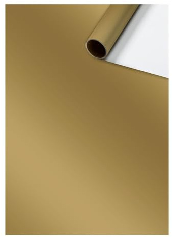 Geschenkpapier - Röllchen - 70cm x 10m - Gold - Kurzrolle - Uni Plain - Verbraucherrolle