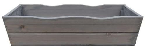 YOURSGARTEN® Blumenkasten |Pflanzkasten aus Kiefernholz| Ideal für Garten und Terrasse | fertig montiert| Farbe: Grau - Groß 64cm