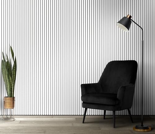 Slat Wood Wall Panels - Decorative & Sound Absorbing Contemporary Acoustic Slatted Wall & Ceiling Panelling (White Wrapped)