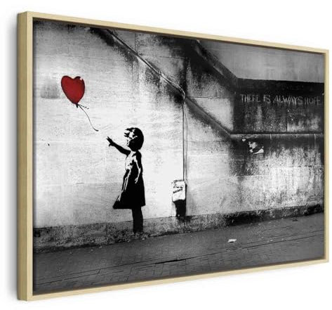 B&D XXL Bilder mit Rahmen 120x80 cm Wandbilder groß Leinwandbild XXL natürlicher Holzrahmen modern Wanddekoration Kunstdruck Wanddeko Wohnzimmer Schlafzimmer i-C-0113-b-a