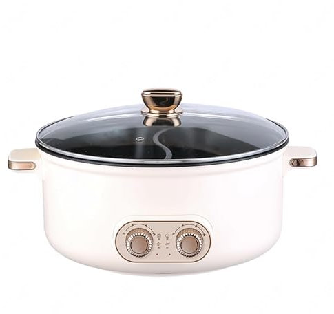 HJXBD888 Olla para Hot Pot, Interruptor de Doble Control, Revestimiento Antiadherente Olla Antiadherente Olla para Hot Pot, Adecuado para Fiestas De CumpleañOs (con 2 Redes Agujereadas),6.5L
