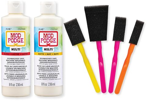 Mod Podge, Multi Gloss and Matte Kit, Includes 3 Soft Bristle Brushes, Perfect for DIY Arts and Crafts Projects, Assorted