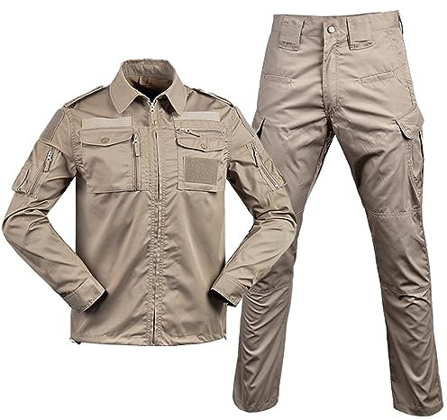 Mymyguoe Tarnanzug Herren Paintball Combat Shirt Taktische Hose Langärmlige Mit 1/4 Reißverschluss Airsoft Kleidung Set Taktisch Jacke Uniform Militär Anzug Outdoor Camouflage Jagdbekleidung BDU