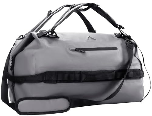 Haimont wasserdichter Rucksack, vielseitig wasserdicht Tasche, Dry Bag komfortabel, RollTop, Strand, Boot, Kanu, Paddel, Kajak, Camping, Angeln, Motorrad, 60L/Grau