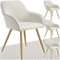 tectake® 4X Esszimmerstuhl, Sessel bequem mit Armlehne, Polsterstuhl, Cord Cocktailsessel, Loungesessel für Wohnzimmer, Esszimmer, Moderne Küchenstühle, Bürostuhl - Creme/Gold