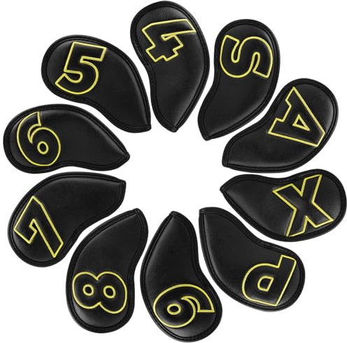 Craftsman Golf Black Classic Iron Headcover set with Gold Large No. on Both Sides Magnetic Closure
