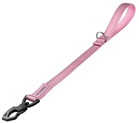 OneTigris Bolt Kurzführer Hund 52cm, Hundeleine Kurz mit Tiger Zahn Metallclip und Weiche Polsterung, Reflektierend Nylon Hundeleine Geeignet für Mittlere Große Hunde Rosa
