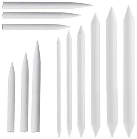 12 Pcs Blending Stumps and Tortillions, Double Ended Blending Pencil, White Blending Sticks for Art, DIY Drawing, Sketching, Artists