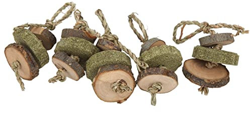 Qukaim Lot de 5 brochettes à gâteau en herbe à mâcher pour lapins et hamsters, jouets à mâcher pour lapins et hamsters, jouets à mâcher en herbe naturelle, idéal pour lapin