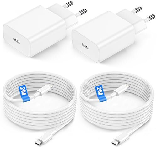 Cargador Carga Rapida for iPhone 14/14 Plus/14 Pro/14 Pro Max/13/12/11/XS/XS MAX/XR, 20W 4-Pack USB C Enchufe con 2M Cable Rapida Adaptador Cargador Tipo C iPhone Cargador Rapido USB C Enchufe
