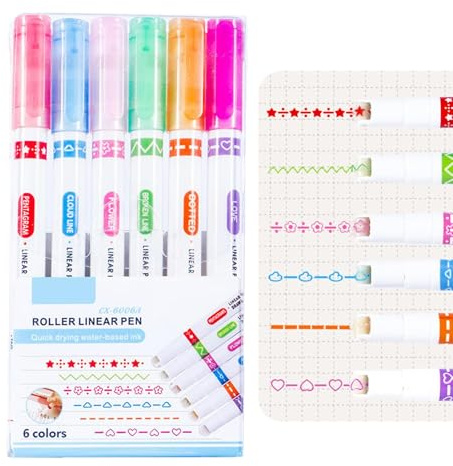 Generisch Magics Border Pen, Curve Outline Pens, 6 Farben Curve Highlighter Pen Set, lustiger Border Marker Pen für Tagebuch, Zeichnung und Scrapbook