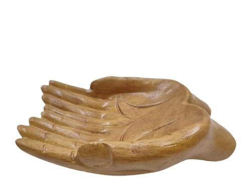 Crystal Holder Bowl, Decorative Hand Bowl, Key Holder Bowl, Rock Display Bowl, Wooden Hand Shaped Offering Bowl Crystals and Stones Buddha Hand Decorative Wooden Bowl for Keys and Rock Displays