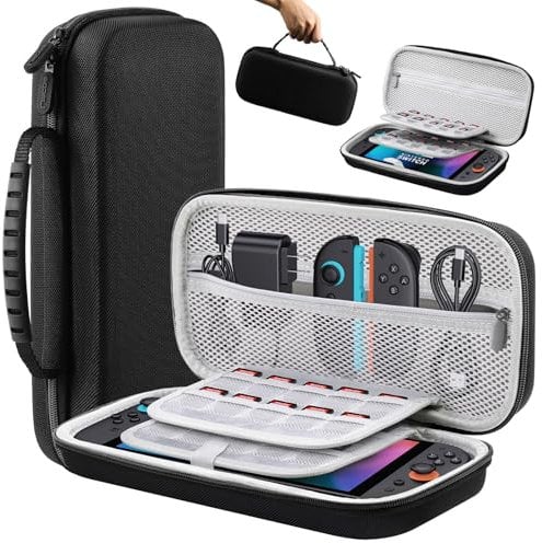 Lmcpa Tasche für 2025 Nintendo Switch 2-Konsole, Reisetasche mit 20 Spielkassetten, Schützende Tragbare Hartschalentasche für 2025 Nintendo Switch 2-Konsole und Zubehör, Schwarz