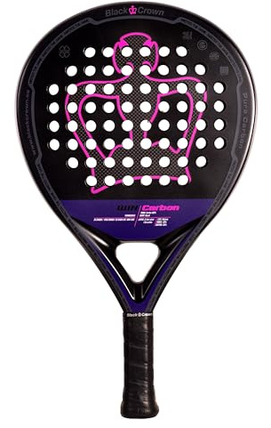 Black Crown - Pala Win Carbon, Forma Redonda, Goma Super Soft Black EVA, Doble Tubular Carbono 100%, Carbono 3K, Amplio Punto Dulce, Control y Suavidad, Alta Comodidad