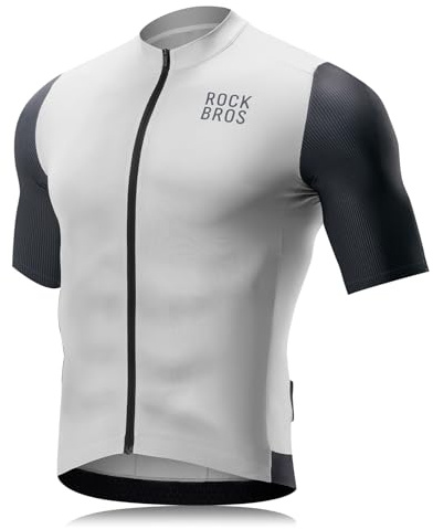ROCKBROS Kurzarm Fahrradtrikot Herren Radtrikot Schnelltrocken Atmungsaktive Radshirt T-Shirt für Männer Sommer MTB Rennrad Grau M