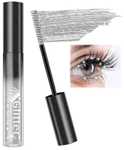 Kinretixia Glitzernde Wimperntusche Mascarain, Wasserdichte Und Lang Anhaltende Glitter Mascara glitzer mascara für Langanhaltendes Make Up, Vielseitig Für Augen, Lippen, Haare