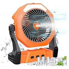 Ausic Portable Misting Fan, Outdoor Fans for Patios with Water Mist, 30000mAh Rechargeable Battery Personal Cooling Fan with Mister, 8-Inch, 250mL Water Tank & LED Lantern, for Home, Outside, Camping
