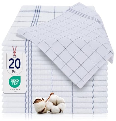 BARBONS Geschirrtücher Baumwolle 20er Set 50x70 cm Blau | Extrem Saugstark - Oeko-TEX Zertifiziert - Küchentücher - Küchentextiliensets - Trockentücher - Waschbar bis 90 C