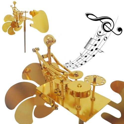 Garden Rock Band Windmill,Metal Drummer Player Windmill–Wind Powered Yard Art Sculpture, Garden Decor for Lawn, Patio, or Courtyard–Outdoor Percussionist Figurine Gift(Drummer)
