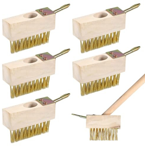 Fugenbürste Unkraut, 5 Stück Unkrautbürste Mit Stahlborsten, Stahlbesen Ersatz, Fugenkratzer Gegen Moos und Unkraut, Unkrautkratzer für Pflastersteine und Gartenfugen, 10 X 3,5 x 4cm, Ohne Stiel
