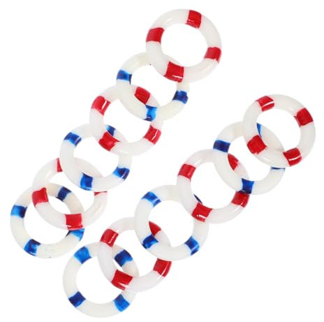 TOPPERFUN 1 Satz Requisiten Für Schwimmringe Nautisch Dekorativ Dekorationen Rettungsbauer Miniatur Mini- -schwimmringe Mini -hausdekoration Foto -Requisiten Harz 12 Stück