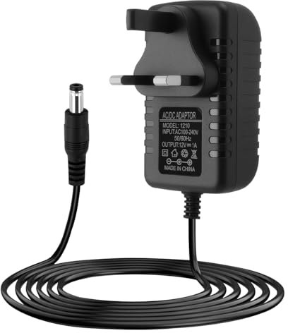 12V 1A Power Supply Adapter UK Plug AC/DC Adapter 100-240V 50/60Hz to DC Charger 12V 1A 12W 5.5mm x 2.1mm for Home Appliances CCTV Cameras Routers LED Strips Yamaha Keyboards ADSL Modems and More