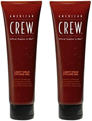 American Crew - Light Hold Gel, Gel de peinado con protección térmica para hombre, fijación ligera, aporta volúmen y brillo, con estracto de ginseng y salvia, 250ml (Paquete de 2)