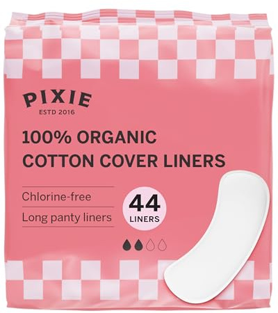 Pixie Bio-Slipeinlagen für Damen – Lange einzeln verpackte Slipeinlagen – Ultrdünn & leichte Saugstärke – Auslaufsicher, hypoallergen & unparfümiert – 44 Stück