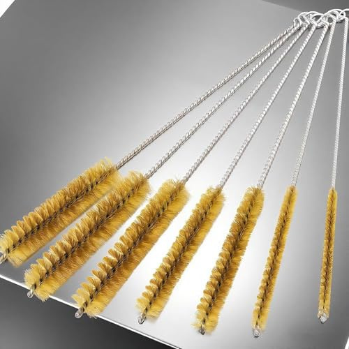 7 Stück Messing Zylinderbürste, Messingrohrreinigungsbürste, Messingdraht-Rohrbürsten, Multifunktionale Reinigungsbürsten, für Rohrrohr Zylinder Bohrungen Reinigung(6mm/8mm/10mm/12mm/15mm/20mm/22mm)